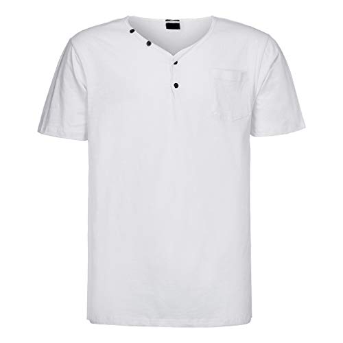 Allywit-Mens Long Sleeve Button T Shirt Tee Cotton V Neck Henley Shirts Undershirt Slim Fit Tops White