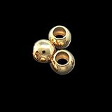 SPACER BEAD LARGE 3mm HOLE EUROPEAN 6mm ROUND SMOOTH 50pc (Gold Plated)