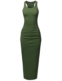 SSOULM Vestido maxi sin mangas con espalda cruzada y camisa para mujer, talla grande