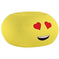 GoMoji Emoji Ergonomic, Heart Eyes Soft Fur, Durable, Very Comfortable Bean Bag Chair Love Yellow