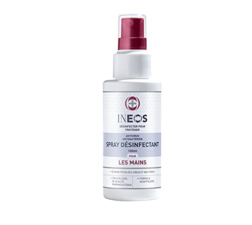 INEOS Hygienics - Spray Désinfectant (100 ml) - Antibactériens Mains, à Base d'Alcool - Formule Hospitalière, Efficace contre 99,9% des Virus et des Bactéries