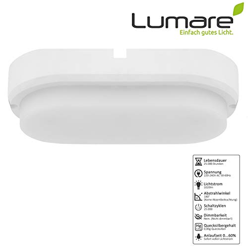 Lumare LED Deckenleuchte | Ovale Extra Flache Moderne Deckenlampe | 230V, 12W, IP44 Spritzwassergeschützt, Superhelle… – Bild 6