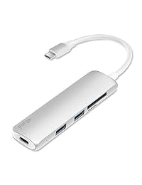 purgo USB Type C Hub con lector de tarjetas, 2 puertos USB 3.0, Type C Puerto de carga para MacBook Pro, Chromebook y más, Plateado