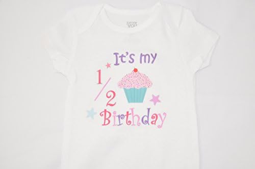 Bambino Apparel's Baby Its My Half Birthday Bodysuit, Girls, 6 Months, White
