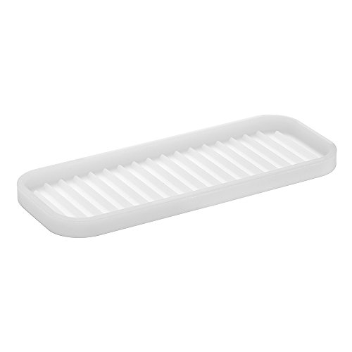 InterDesign Lineo Kitchen and Bath Silicone Sink and Vanity Tray, Clear