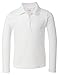 French Toast School Uniform Girls Long Sleeve Polo Interlock with Picot Collar, White, Medium (7/8)