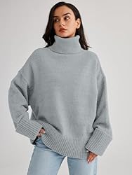 LILLUSORY Women's Turtleneck Long Sleeve Oversized