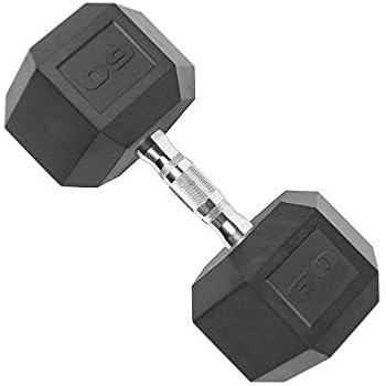 CAP Barbell Coated Hex Dumbbell with Contoured Chrome Handle, Single, 60 Pounds