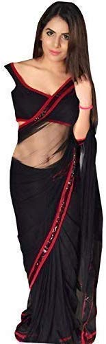Women's Net Saree (SHRG-89_Black)