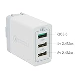 Onlier QC 3.0 Wall charger,Qualcomm Quick Charger 3.0 Universal 3-Port USB Fast Travel Charger Adapter for iPhone 7/7 Plus, iPad Pro/Air 2, Samsung Galaxy S7/Edge, LG G5 and More