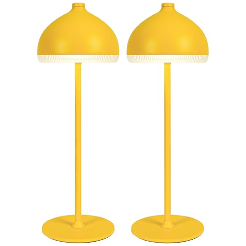 LuminexDesigns 2-Pack Cordless Table Lamp–5200 mAh Rechargeable LED Bedside & Bathroom Lamp with 3 Light Colours,Dimmable Touch Control,Portable Lamp for Office,Living Room,Mustard Yellow