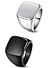 FIBO STEEL 2 Pcs Stainless Steel Signet Rings for Men Solid Polished Biker Rings Band,Size 7-13