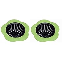 Silicone Kitchen Sink Strainer 2 Pack, Pouring strainers，Drain FilterLarge Wide Rim 4.5" Diameter (4.5" Diameter, 2 Green)