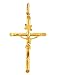 Solid 14k Yellow Gold Tubular Cross Charm Catholic Crucifix Pendant