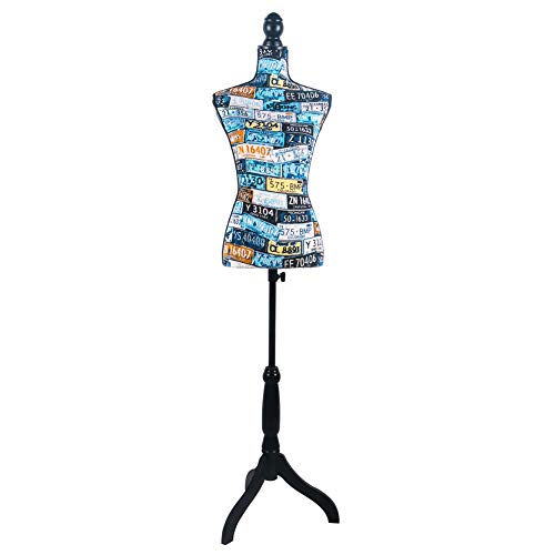 Female Mannequin Torso Dress Form with Black Adjustable Tripod Stand