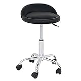 HomGarden Adjustable Hydraulic Rolling Swivel Stool for Massage Salon Office Facial Spa Medical Tattoo Chair Stool w/Backrest Cushion & Wheels