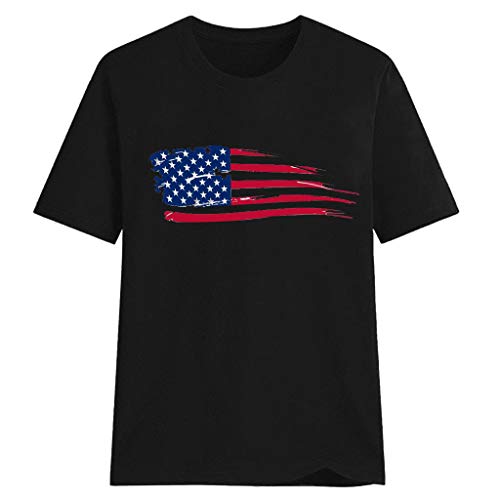 Women’s Sexy Tops 2019,Women Plus Size National Flag Independence Day Print Short Sleeve T-Shirt Tops Under 10 Dollars - Thumbnail 2