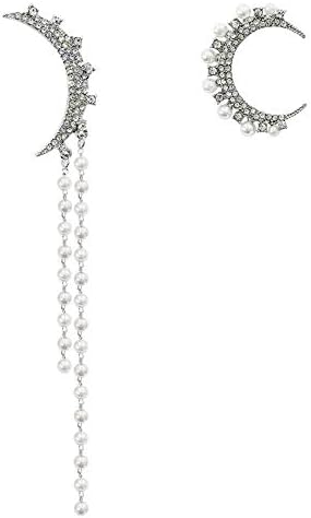 Ahyf Earring Silver Needle Moon Fringe Asymmetric Earrings Female Earrings Earrings
