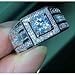 BigRose 2.65CT Men Rings Brilliant Cubic Zirconia Wedding Band Rhodium Plating Engagement Ring Solid 925 Sterling Silver 13