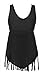 MiYang Women's Plus Size Tassel One Piece Swimwear Black 2X/Tag 5XL