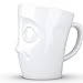 TASSEN Porcelain Mug with Handle, Baffled Face Edition, 11 oz. White (Single Coffee Mug) Coffee Cup