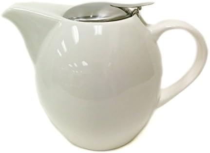 Tea Master Pearl Solid Color Teapot w/ Stainless Steel Infuser and Lid (30-Ounce, Glossy White)