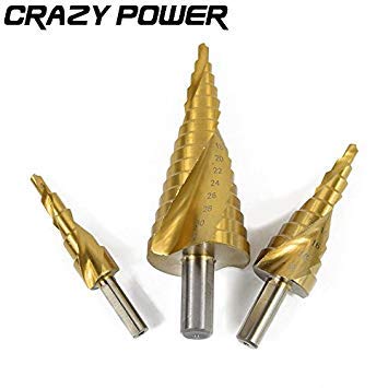 Generic Sliver : CRAZY POWER 3pcs Hex Hss High Speed Steel Titanium Coated Spiral Grooved Step Drill Bits Set Cone Drill Hole 1/4 Hex Shank