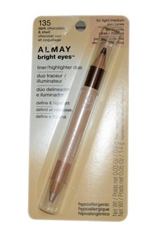 Almay Bright Eyes Eye Liner & Highlighter Duo, 135, Dark Chocolate & Shell