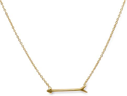 16 + 2 inch Ext. 14K Gold Plated Sterling Silver Necklace, 3/4 inch Arrow