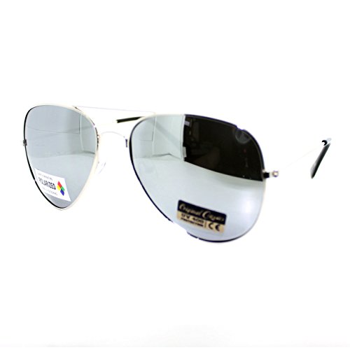 Air Force Polarized Silver Mirror Lens Police Style Cop Pilot Aviator Sunglasses