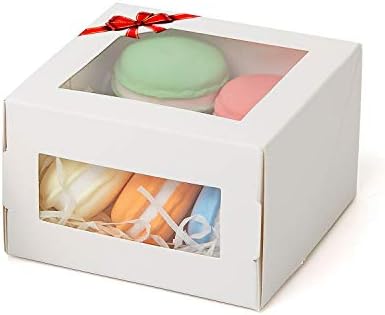 Yotruth Cake Slide Cookie Boxes White 24 Pack 4x4x2.5" for Mini Pies Cupcakes Donuts Party Favors
