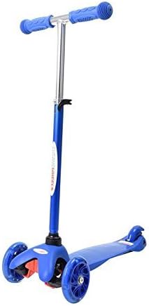 Younger Scooter for Kids, 3 Wheel Adjustable Height, Deluxe Mini PlusNonslip GlideKick Scooter with LED Light Up Wheels,Wide Deck for Children from Age 3 to 8, Gifts for Kids,Blue Color