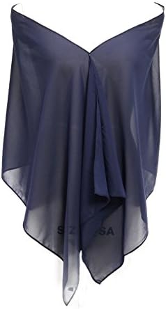 Prettybabyonline Chiffon Wedding Dress Bridesmaid Shawls Evening Wraps (79inches 19inches, Navy Blue)