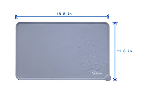 Suntake 2Packs Silicone Dog Cat Food Bowl Mat Non Stick Pet Food Water Feeding Mats Placemat Cushion(Gray)