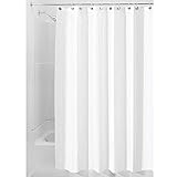 iDesign Fabric Shower Curtain, Modern Mildew-Resistant Bath Liner for Master, Kid's, Guest Bathroom, Stall, White