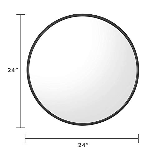 Kinger Home Black Round Mirror 24 Inch, Large Circle Vanity Mirror for