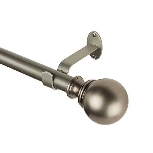 Elrene Home Fashions Cordelia Adjustable Single Curtain Rod with Globe Ball Fin…