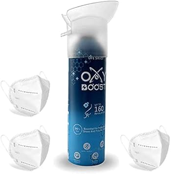 nu N95 Anti Pollution, Reusable Face mask, OXY BOOST Natural Portable Oxygen Cylinder Can (oxygen can with pack of 3 n95 mask)