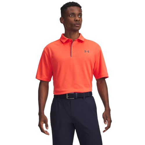 Under Armour Men's Tech Golf Polo, (693) Venom Red / / Pitch Gray, Medium
