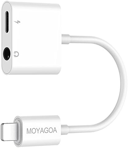 iPhone 8 Lightning Charger Headphone Jack 3.5mm iphone dongle Headphone Audio Adapter 2A Fast Charge Headphone Splitter - Compatible with IOS 11 (no call function or data transfer capability) MOYAGOA
