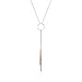 Gold Plated Lariat 2 Tassel Bar Necklace Open Circle Y-Necklaces Vertical Bar Looped Long Necklaces for Women