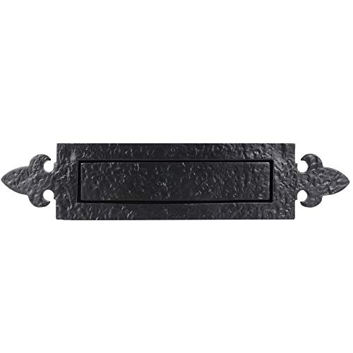 SKANDH Iron Black AntiquePowder Coated 14.5" X 3" Inch Letter Plate Mail Slot For Front Door