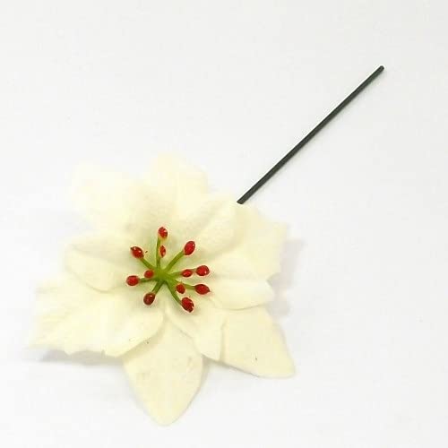 A1-Homes 10 x Ivory Velvet Poinsettia Pick - 12cm diameter - Wreaths Garlands Floristry (Ivory/Cream, 10)