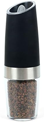 Electric Gravity Salt and Pepper Grinder,Automatic Salt Pepper shakers Pepper Mill and Salt Mill Battery Operated with Blue LED Light,Adjustable Grinding Coarseness(Black)
