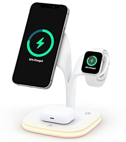 Mag-Safe Charger in Wireless Charging Station with LED and Adapter Desk  Magnetic Charger for iPhone 15,14,13,12 Pro Max/Pro/Mini/Plus, Apple Watch 