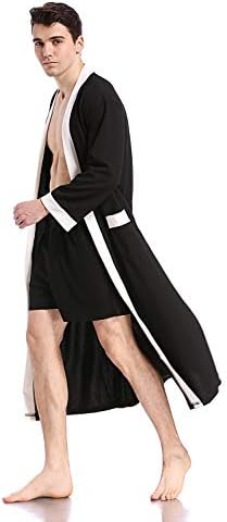 Like2Sea Waffle Robe for Men, V-Neck Knee Length Kimono Bathrobe