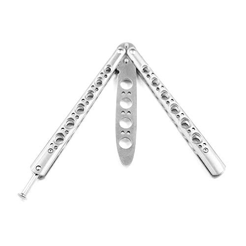TOUGS Martial Arts Practice Trainer Knife Tool Sticks Titanium Knife, Stainless Steel Fan Knife (Silver)