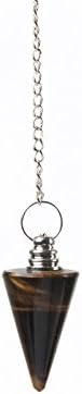 Tigers Eye Smooth Cone Pendulum in Velvet Pouch