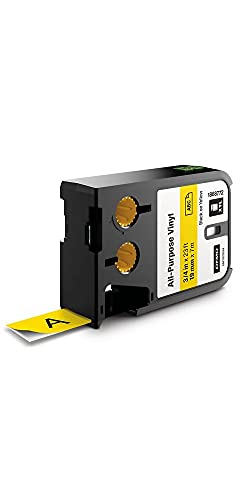 DYMO XTL All-Purpose Vinyl Labels | 19 mm x 7 m | Black on Yellow