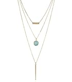 INPINK Fashion Jewelry Faux Geode Spike Layered Pendant Necklace